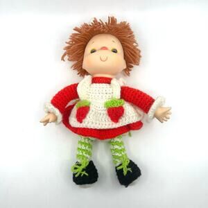 VTG Strawberry Shortcake Doll Hong Kong Crochet Body/dress Plastic Head Handmade